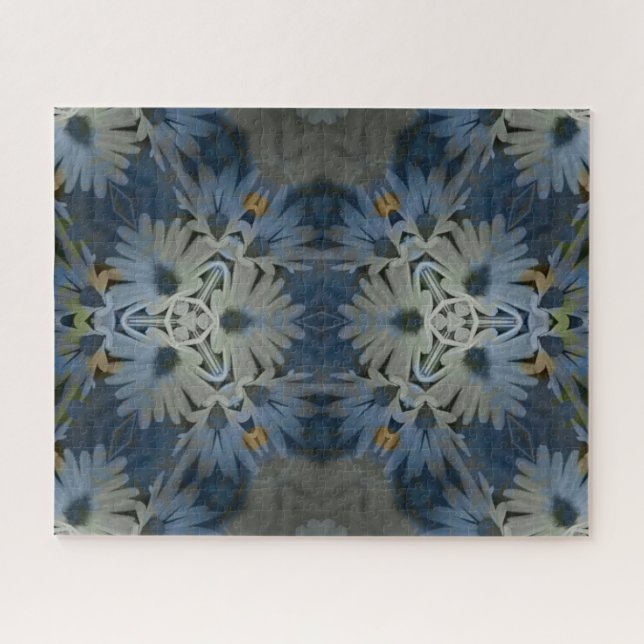 Puzzle Floral de marguerite bleu antique (Horizontal)