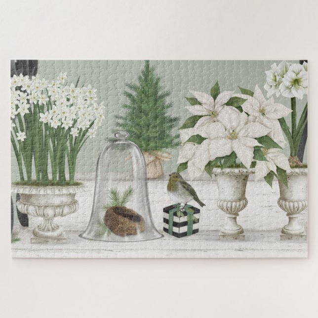 Puzzle floral d'hiver Vintage moderne (Horizontal)