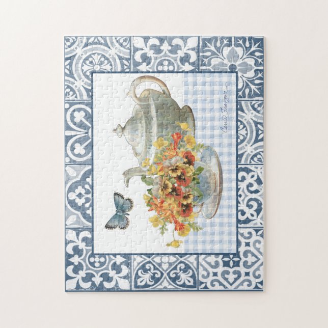 Puzzle Floral et Blue Butterfly Tea Party (Vertical)