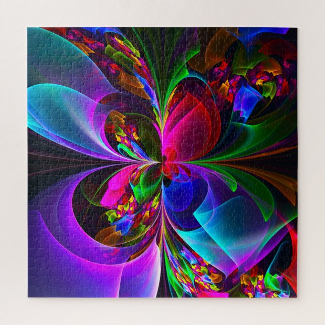 Puzzle Floral moderne Art Abstrait Rouge Bleu Motif #12 (Vertical)