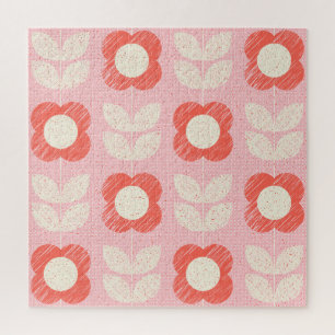 Puzzle Floral Stylisé Rétro Scandinave sans joint