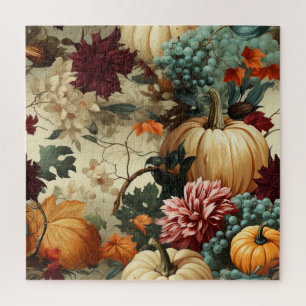 Puzzle Floral Thanksgiving Motif Vintage (8)
