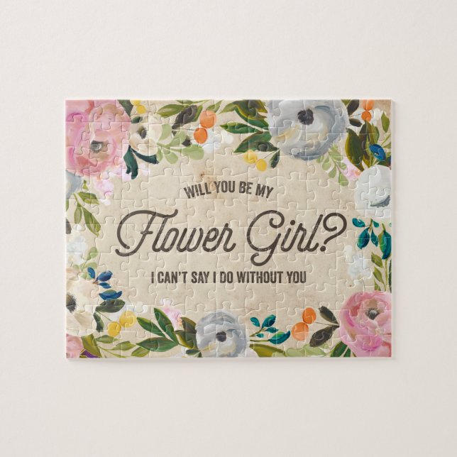 Puzzle floral vintage de demoiselle de honneur de (Horizontal)