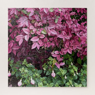 PUZZLE FLORALE ROSE ET VERTE