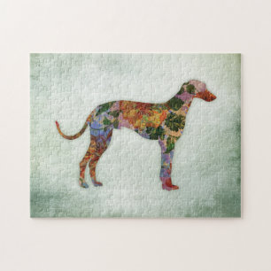 Puzzle Flore De Chien Gris Sur Vert