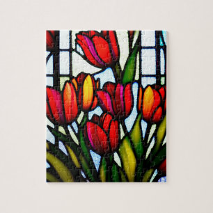 Puzzle "Flores de verre tendu : Tulipes de tête en couleu