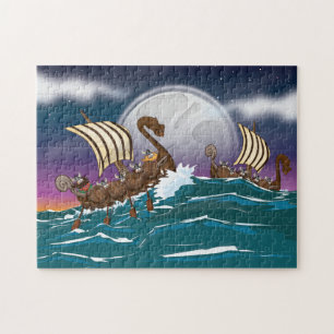 Puzzle Flotte d'invasion de Vikings de dessin animé