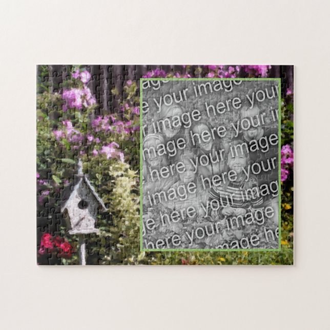 Puzzle Flower Garden Bird House Peinture Ajouter Votre Ph (Horizontal)