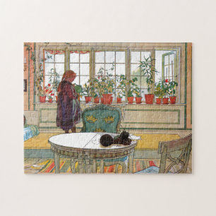 Puzzle Flowers on the Windowsill by Carl Larsson