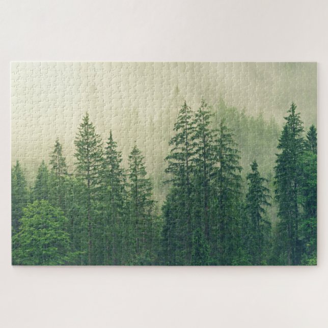 Puzzle Foggy vert Pine Trees Nature Photo (Horizontal)