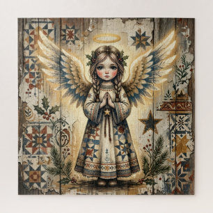 Puzzle Folk Art Ange de Noël
