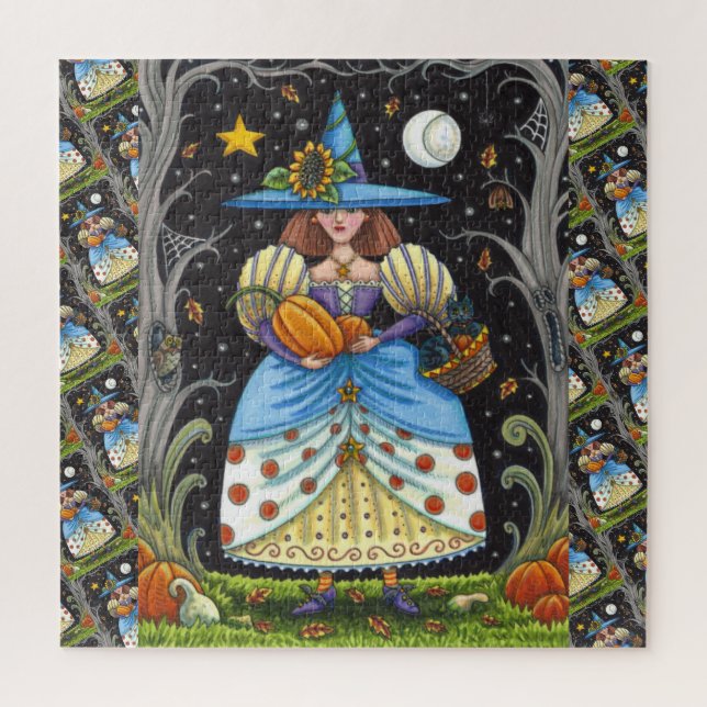 PUZZLE FOLK ART WITTER EN BOIS ÉFFRAYANTS, CHAT NOIR & OW (Vertical)