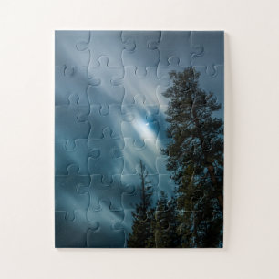 Puzzle Forest in Moonlight Night Sky
