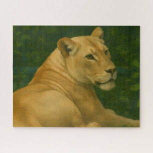 Puzzle Forest Sentinel - Lioness de repos dans la lumière