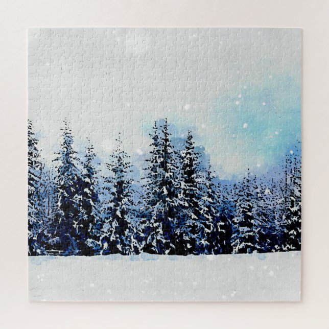 Puzzle Forêt À feuillage persistant neige 252 pièc (Vertical)