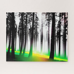 Puzzle Forêt Abstraite de mélèze noir blanc et jaune vert