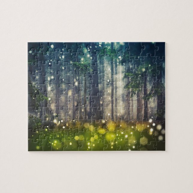 Puzzle Forêt, arbres en forêt, crépuscule (Horizontal)