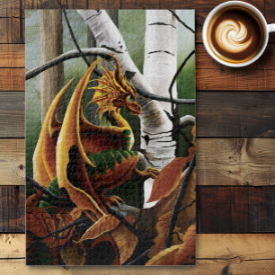 Puzzle Forêt d'Automne Dragon Ambre Bouleau Fantastique