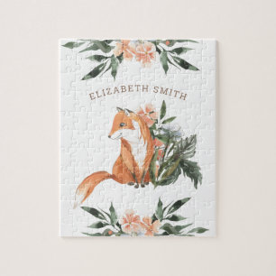 Puzzle Forêt de Bois Fleur Florale Mignonne Renard Enfant