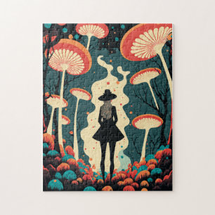 Puzzle Forêt de champignons magiques   Art psychédélique
