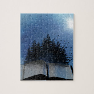 Puzzle Forêt de livre ouvert