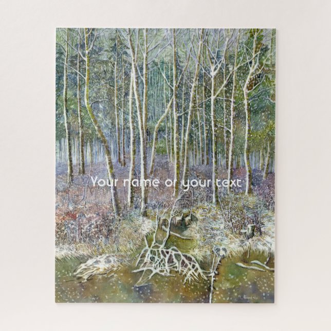 Puzzle forêt d'hiver peinture aquarelle (Vertical)