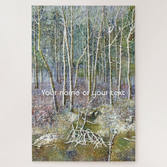 Puzzle forêt d'hiver peinture aquarelle (Vertical)