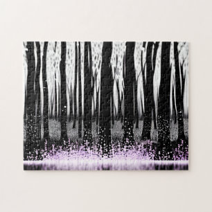Puzzle Forêt Enchantée Sombre Avec Fleurs Violettes