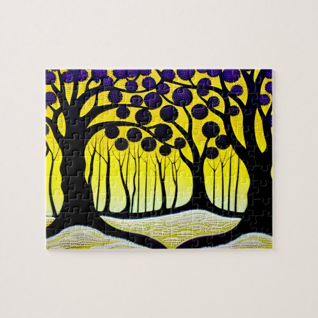 Puzzle Forêt vive avec arbres et Feuilles pourpres audaci (Horizontal)