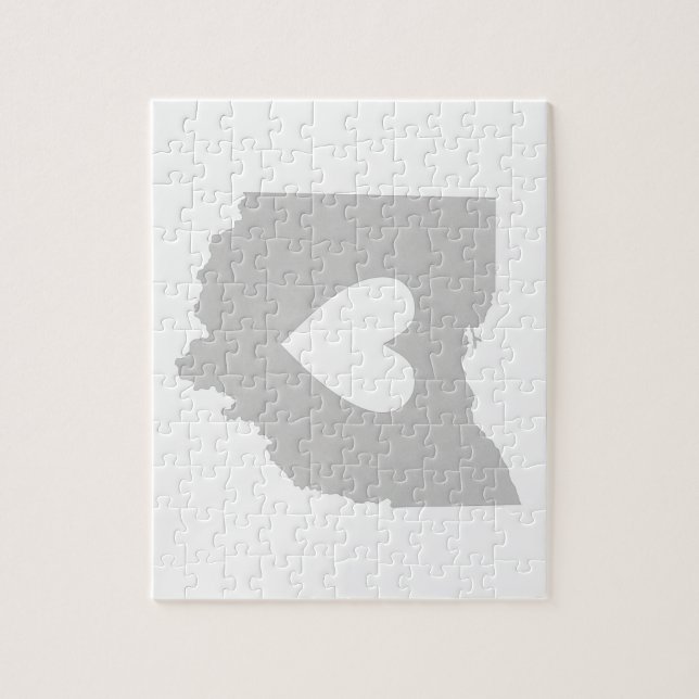 Puzzle Forme de l'état de l'Ohio avec coeur (Vertical)