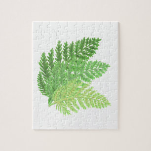 Puzzle Fougères élégantes aquarelle verte feuilles de la 