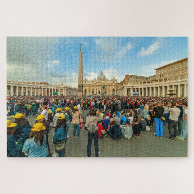 Puzzle Foule devant la basilique Saint-Pierre, Rome, Ital (Horizontal)