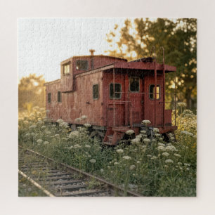 Puzzle Fourgon abandonné dans un champ de fleurs sauvages