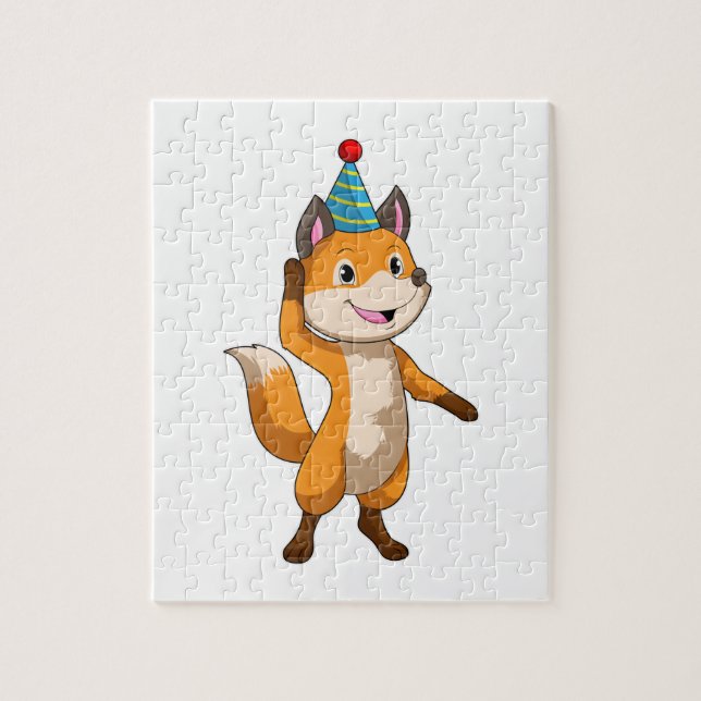 Puzzle Fox à la fête avec casquette de parti (Vertical)