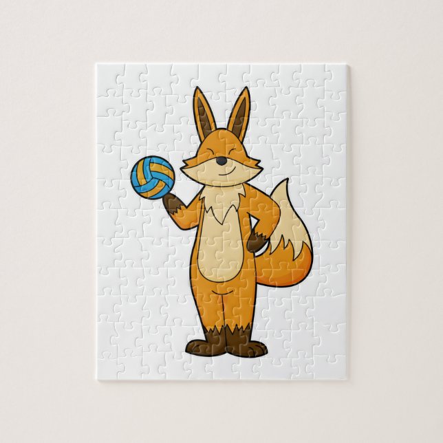 Puzzle Fox comme joueur de volleyball avec volleyball (Vertical)