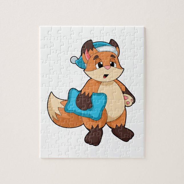 Puzzle Fox with Nightcap (Vertical)