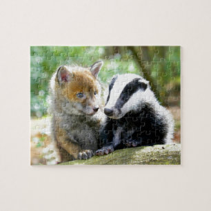 Puzzle Foxcub & Badger Cute !
