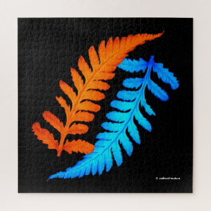 Puzzle Foyer bleu électrique orange japonais peint fougèr