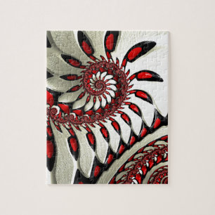 Puzzle Fractale en spirale rouge et noire