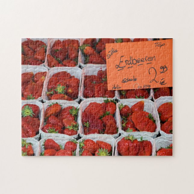 Puzzle Fraises - Erdbeeren - Marché allemand - 11x14 (Horizontal)