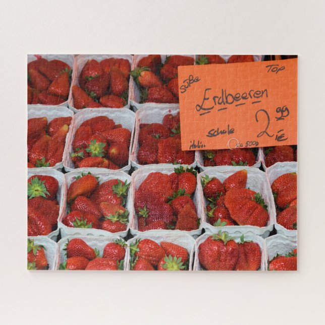 Puzzle Fraises - Erdbeeren - Marché allemand - 16x20 (Horizontal)