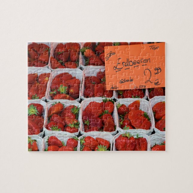 Puzzle Fraises - Erdbeeren - Marché allemand - 8x10 po (Horizontal)