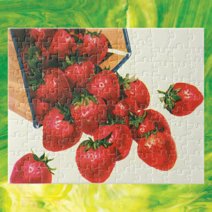 Puzzle Fraises vintages en Panier, Fruits alimentaires