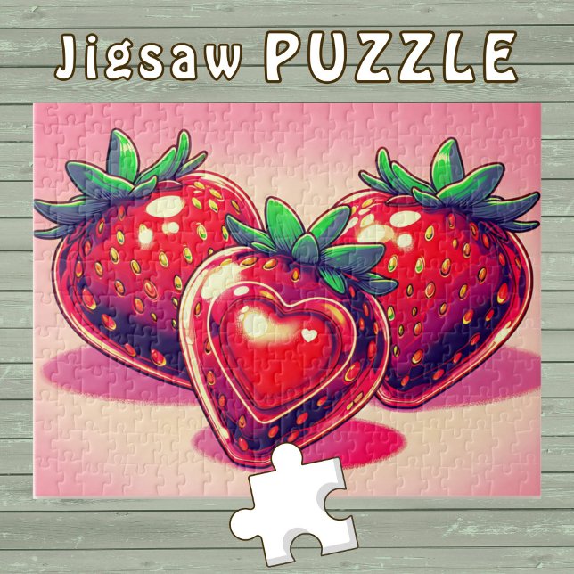 Puzzle Framboise rouge avec dessin mignon au coeur - (Créateur téléchargé)