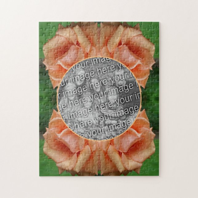 Puzzle Frame Rose Peach Blooming Créer Votre Propre Photo (Vertical)