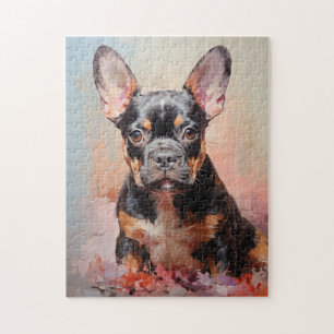 Puzzle Français Bulldog noir et portrait de chiot tan