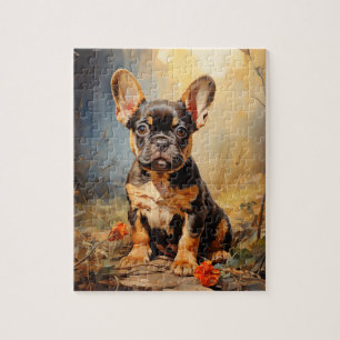 Puzzle Français Bulldog noir et portrait de chiot tan