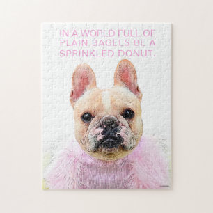 Puzzle Français Bulldog Pink Glam Inspiration citation de