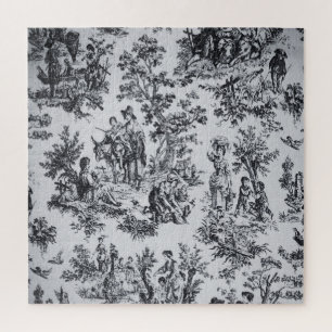 Puzzle Française toile de jouy noir et blanc élégant