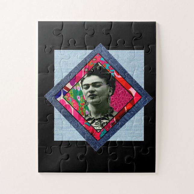 Puzzle Frida Kahlo Retro Pink Denim (Vertical)